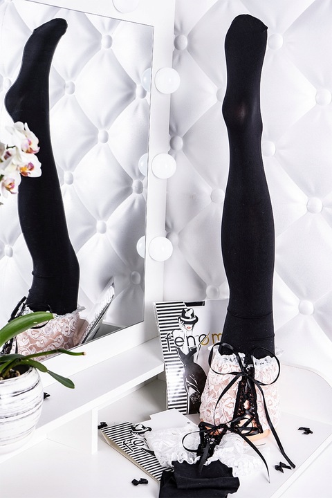 Pończochy Samonośne VELUR 100 den SZNUROWANE