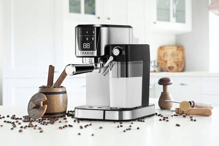 Ekspres ciśnieniowy kolbowy ze spieniaczem AUTOMAT LCD Pompka ULKA 20