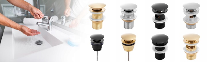 Korek klik klak z przelewem umywalkowy automatyczny czarny YOKA HOME