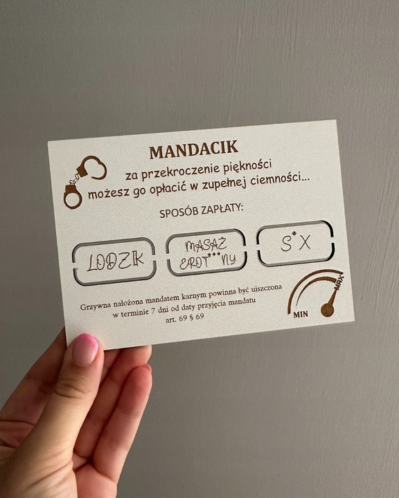 MANDACIK ZA PRZEKROCZENIE PIĘKNOŚCI zabawny prezent dla dziewczyny