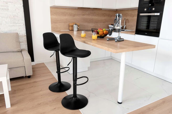 Hoker Barowy Obrotowy Stołek Krzesło Regulowane Tapicerowane Ekoskóra