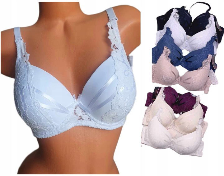 Biustonosz koronkowy stanik usztywniany zbierający z fiszbinami 90C kolory