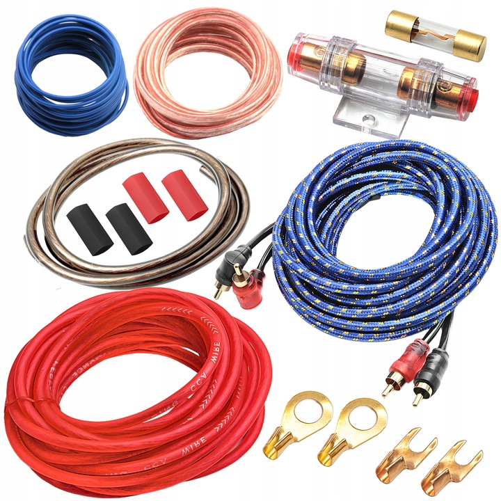 Zestaw kabli do wzmacniacza samochodowego 800W 8GA