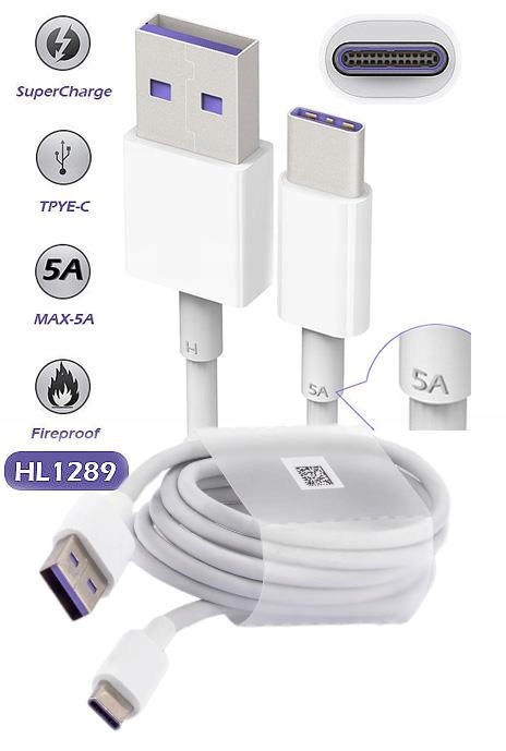 Oryginalny kabel Huawei AP71 4072007 USB-C 1M Biały