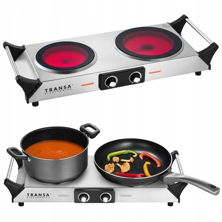 Kuchenka elektryczna CERAMICZNA DWUPALNIKOWA TERMOSTAT 2 PALNIKI 2100W