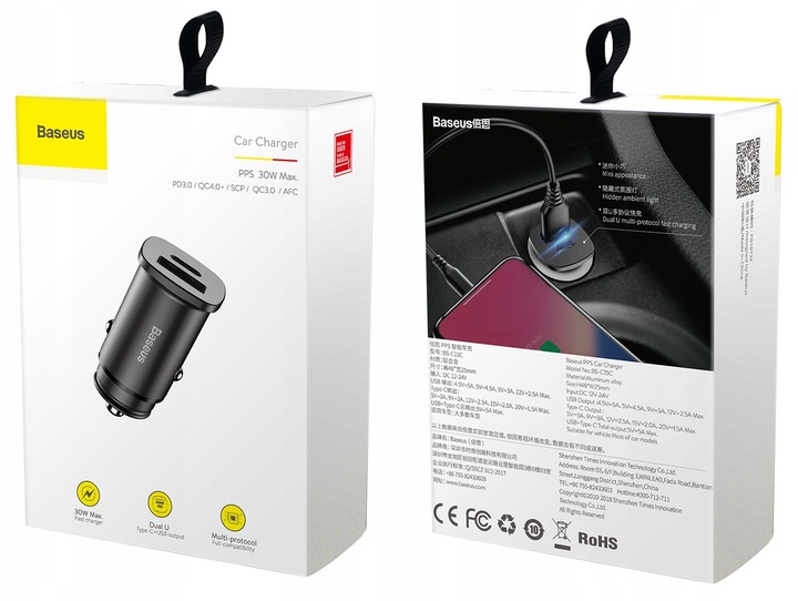 Ładowarka samochodowa , USB typ C Baseus 5000 mA