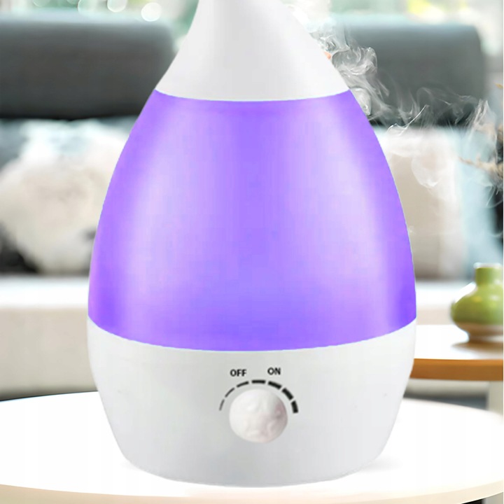 DYFUZOR NAWILŻACZ POWIETRZA CICHY LAMPKA LED 7 KOLORÓW 25W JONIZATOR