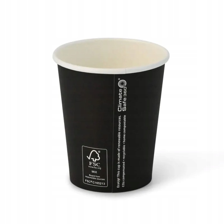 Kubek papierowy kubki papierowe czarny 250 ml, śr. 80 mm 50 szt. BEZ