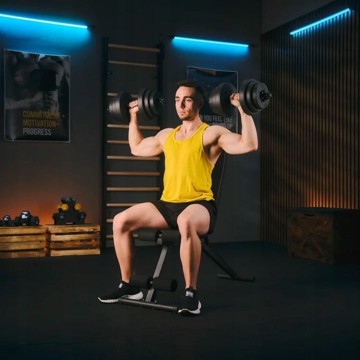 Hantle regulowane bitumiczne 40kg zestaw hantli gryf obciążenia Trex