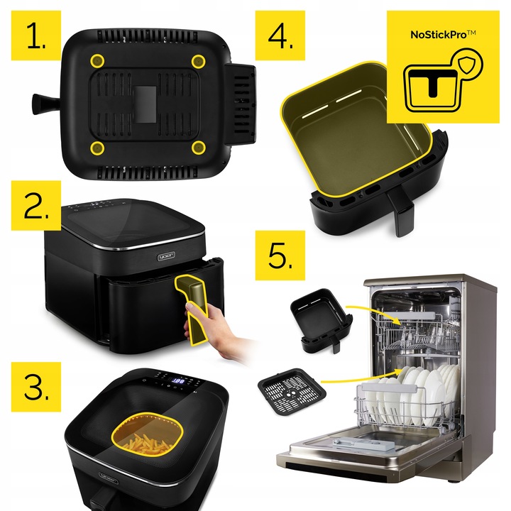 Frytkownica beztłuszczowa 6,5L Air Fryer Yoer 1700W +Duże okno 12 programów