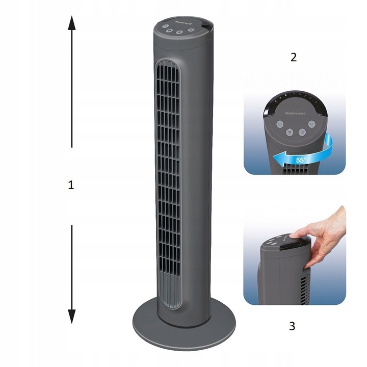 WENTYLATOR KOLUMNOWY WIATRAK PODŁOGOWY OBROTOWY CICHY TIMER HONEYWELL