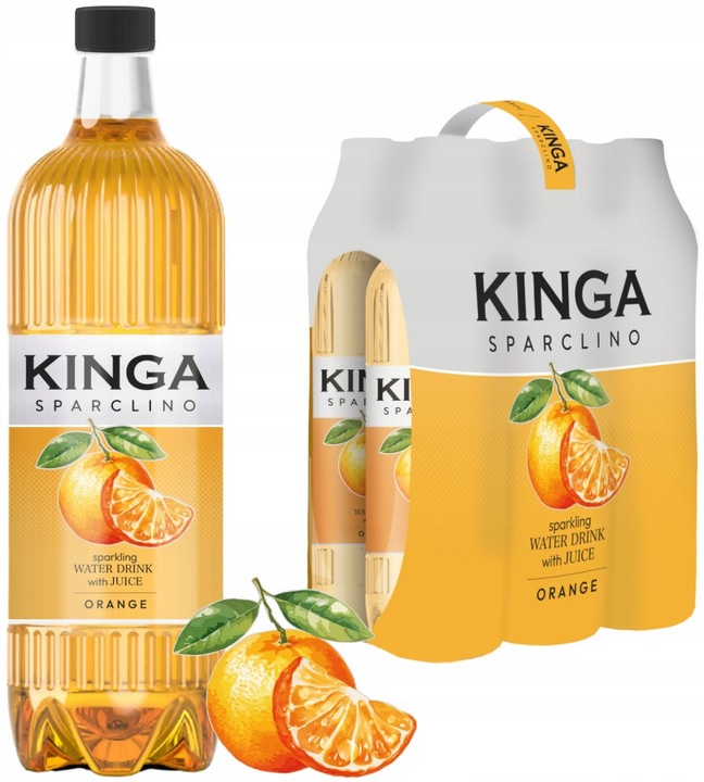 KINGA PIENIŃSKA SPARCLINO POMARAŃCZ Napój gazowany ORANGE PET 6x1L zgrzewka