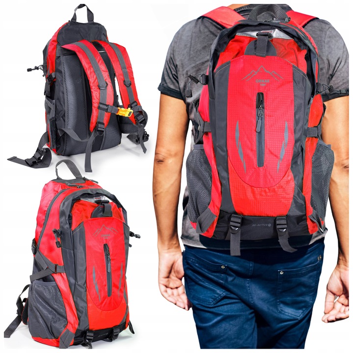 PLECAK TURYSTYCZNY 40L WYCIECZKOWY TREKKINGOWY PODRÓŻNY W GÓRY CZERWONY