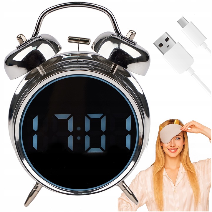 Budzik Elektroniczny Zegar Cyfrowy Retro Głośny Wyraźny Klasyk Stojący LED