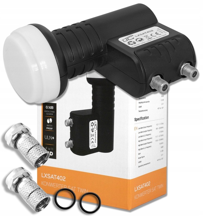 KONWERTER SATELITARNY 4K PODWÓJNY TWIN 2 GNIAZDA WTYKI GRATIS