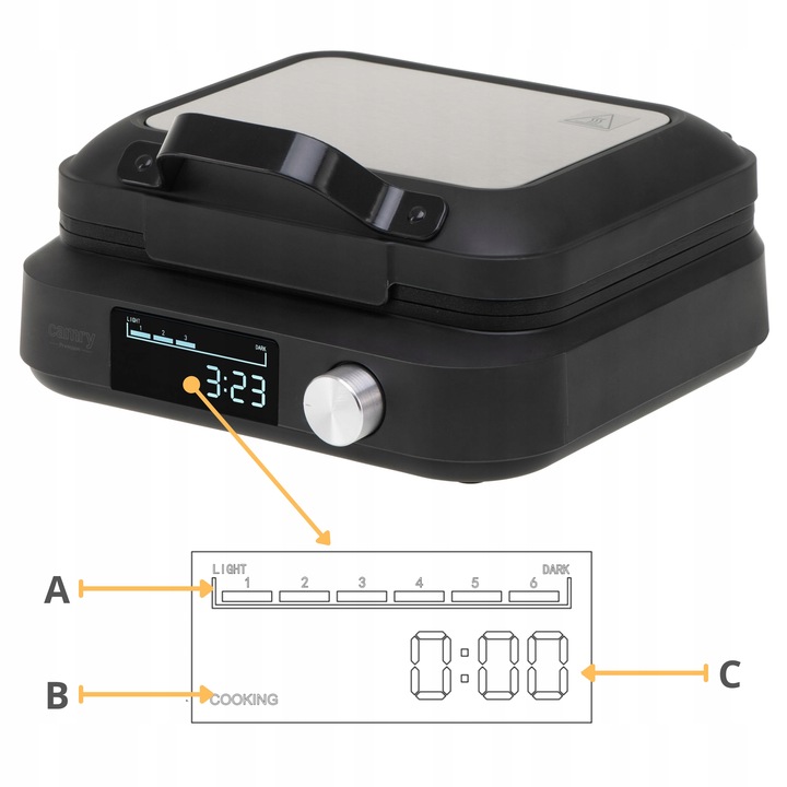 GOFROWNICA 2200W na 2 gofry XXL Timer Głębokie płyty Regulacja