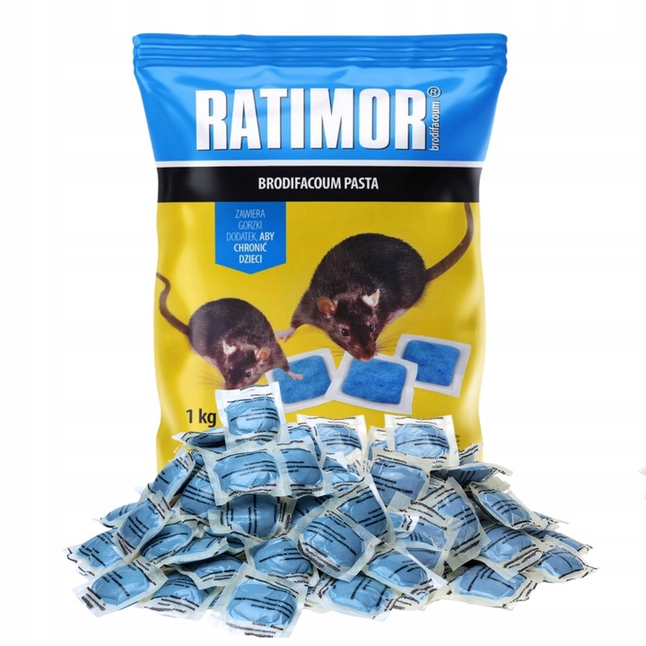 RATIMOR Trutka na szczury i myszy pasta - Trucizna Brodifakum 29ppm