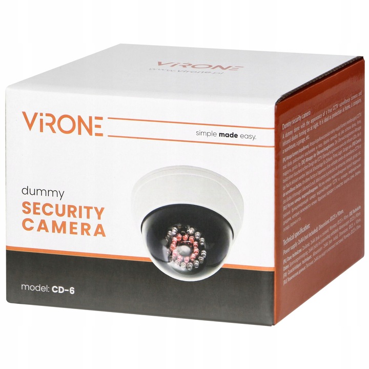 KAMERA ATRAPA KAMERY Monitoringu z PODCZERWIENIĄ na Baterie MIGAJĄCA