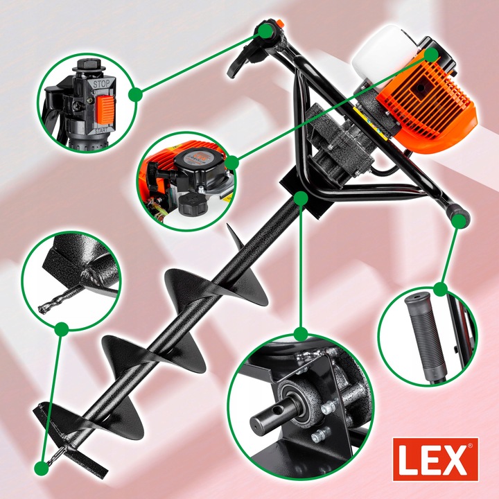 WIERTNICA GLEBOWA ŚWIDER SPALINOWY DO GLEBY 3 WZMOCNIONE WIERTŁA DO