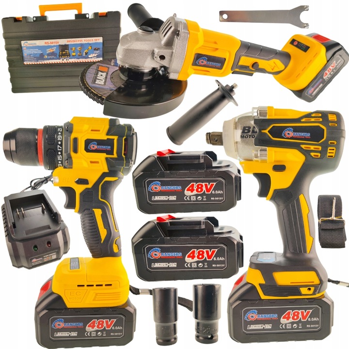 Zestaw narzędzi akumulatorowych 3W1 6Ah WKRĘTARKA SZLIFIERKA KLUCZ 48V