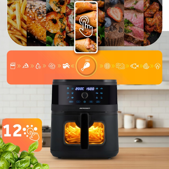 FRYTKOWNICA BEZTŁUSZCZOWA XL AIR FRYER DUŻA FRYTOWNICA 8L BERDSEN