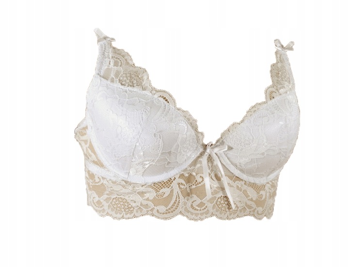Biustonosz braletka długa koronka PUSH UP B 75 ekri