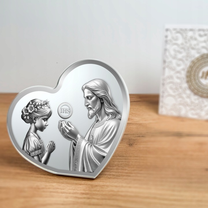 PAMIĄTKA PIERWSZEJ KOMUNII ŚWIĘTEJ OBRAZEK PREZENT NA KOMUNIĘ Z GRAWEREM