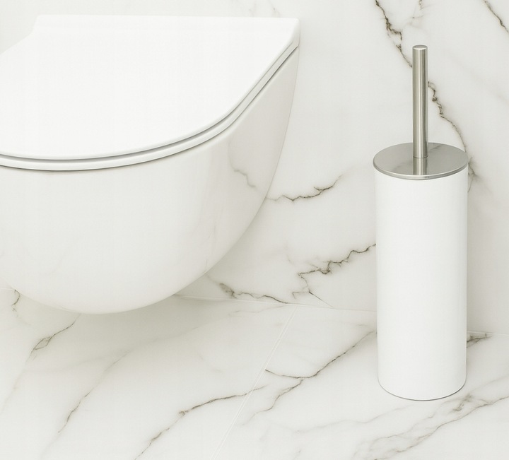 Szczotka do WC toalety biała łazienkowa toaletowa zamknięta chrom stojąca