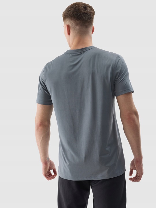 KOSZULKA 4F MĘSKA TRENINGOWA REGULAR SZYBKOSCHNĄCA - SZARA r. L