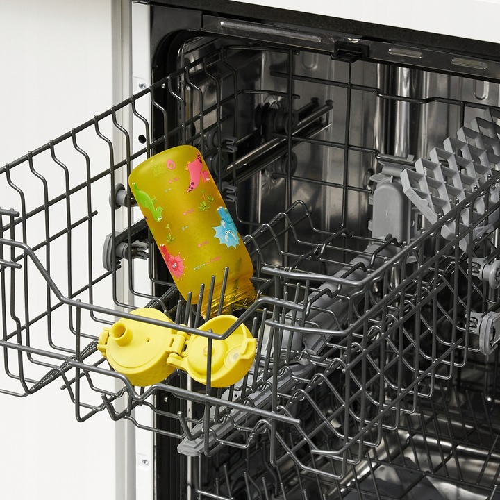 Bidon na wodę chłopięcy sportowy żółty twardy ustnik Dinozaury ION8 0,35 l