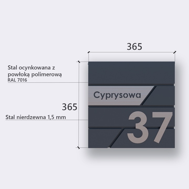 DUŻA SKRZYNKA NA LISTY Z ADRESEM, NUMER DOMU (tabl STAL nierdzewna