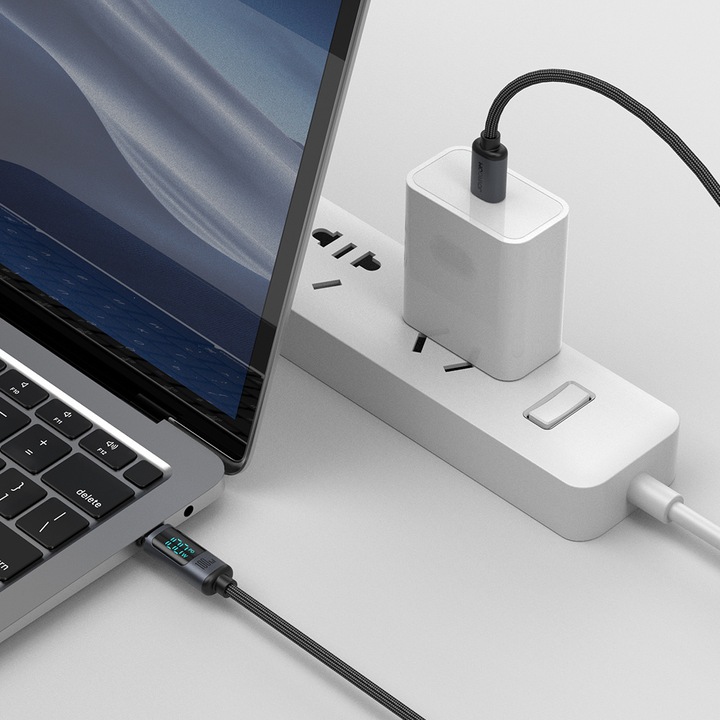 JOYROOM KABEL Z WYŚWIETLACZEM USB-C SZYBKIE ŁADOWANIE USB TYP C 5A 100W 1M