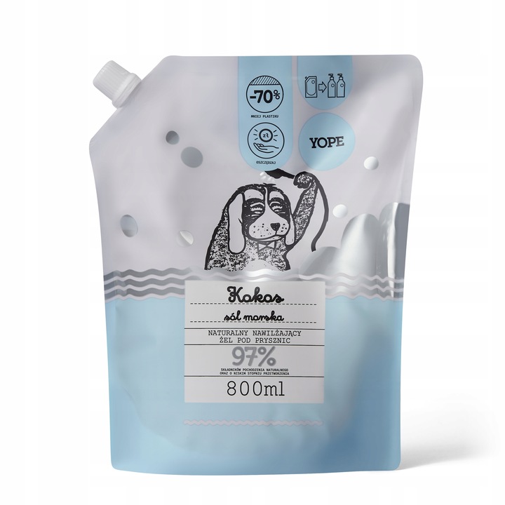 YOPE Refill nawilżajacego żelu pod prysznic Kokos i Sól Morska 800ml