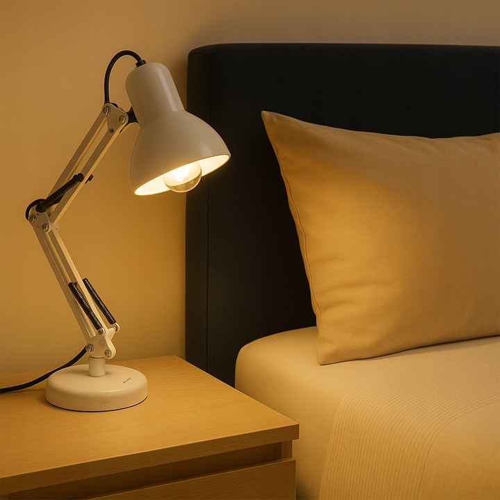 LAMPKA NOCNA KREŚLARSKA NA BIURKO BIURKOWA DO CZYTANIA KABEL 180CM E27