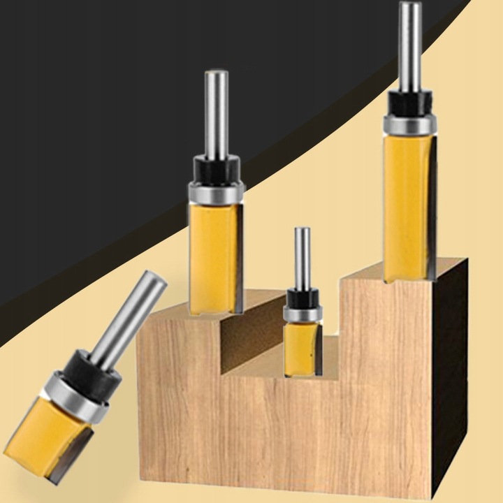 FREZ PROSTY KOPIUJĄCY Z ŁOŻYSKIEM DO DREWNA TRZPIEŃ 8 MM 4 SZT