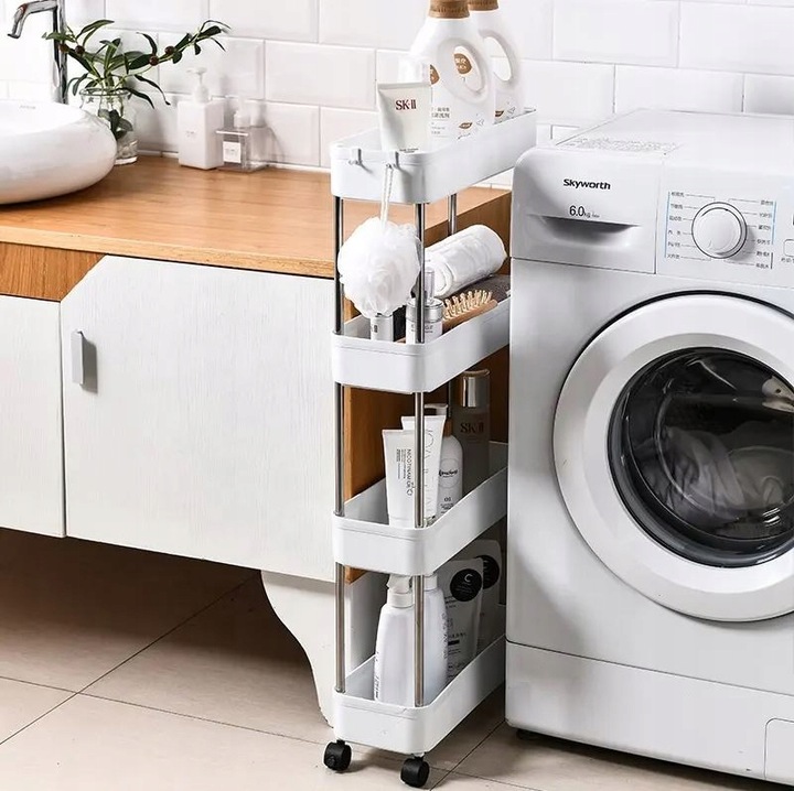 PÓŁKA ŁAZIENKOWA SZAFKA KUCHENNA REGAŁ MOBILNY NA KÓŁKACH 4 POZIOMY