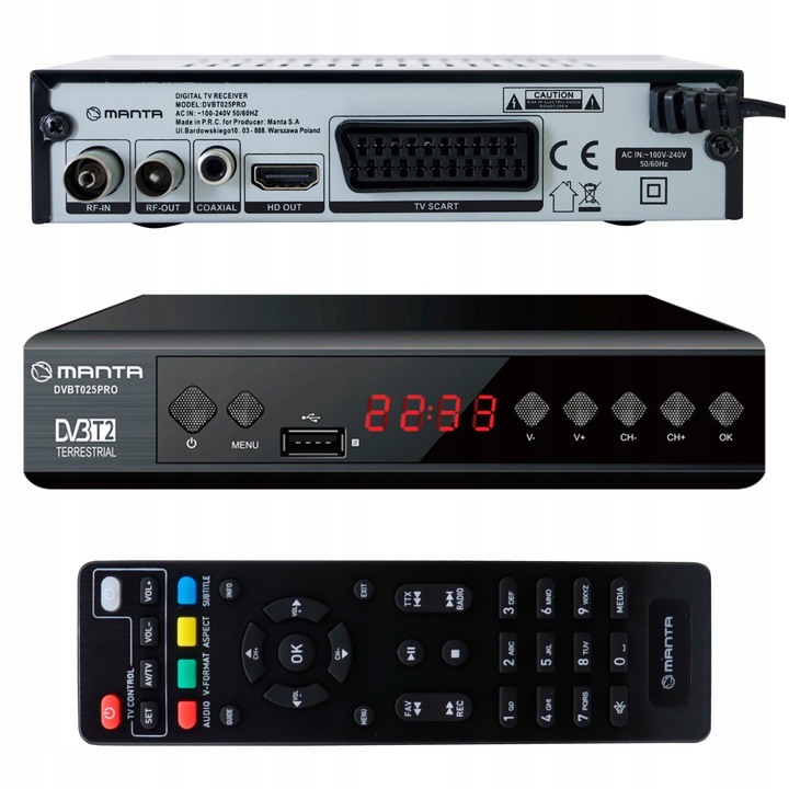 TUNER DEKODER DVBT2 DVBT 2 TV NAZIEMNEJ HEVC H.265 HDMI PVR EPG FULL