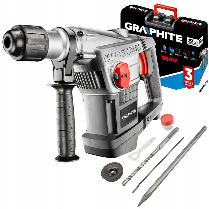 GRAPHITE MŁOT UDAROWY ELEKTRYCZNY SDS-MAX 1250W kujacy WALIZKA 58G874