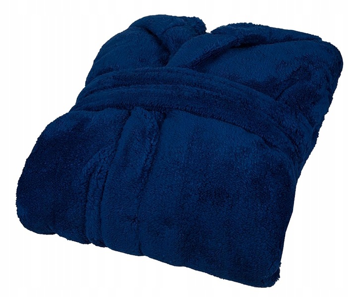 Granatowy szlafrok męski z kapturem ciepły miękki L/XL