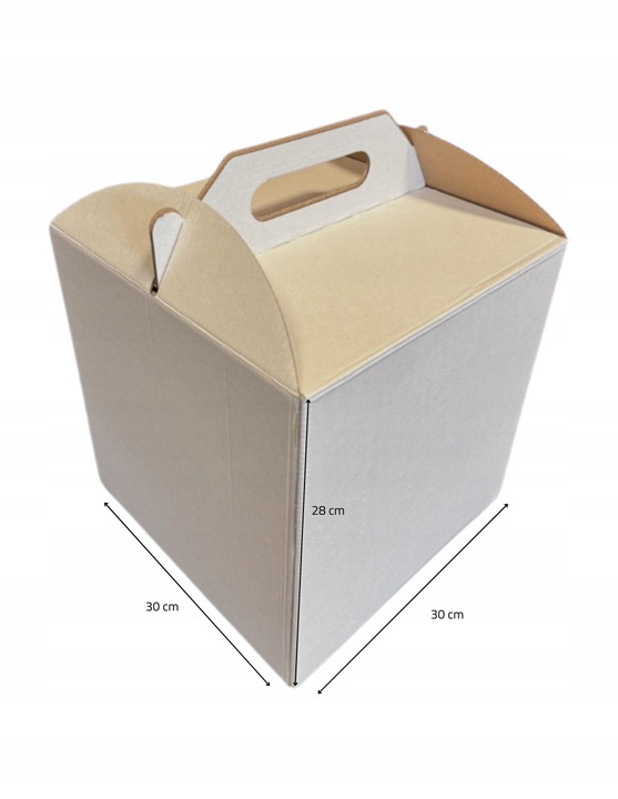PUDEŁKO KARTON OPAKOWANIE NA TORT Z RĄCZKĄ 30x30x28 cm (5 sztuk) +
