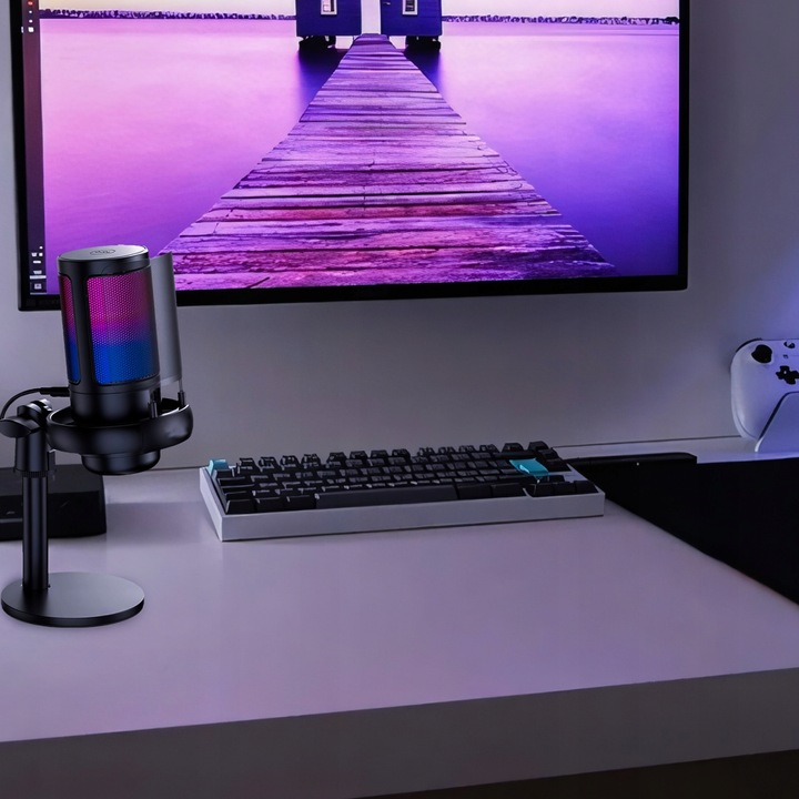 MIKROFON GAMINGOWY USB DO KOMPUTERA POP-FILTER POJEMNOŚCIOWY WYCISZ FUNKCJA