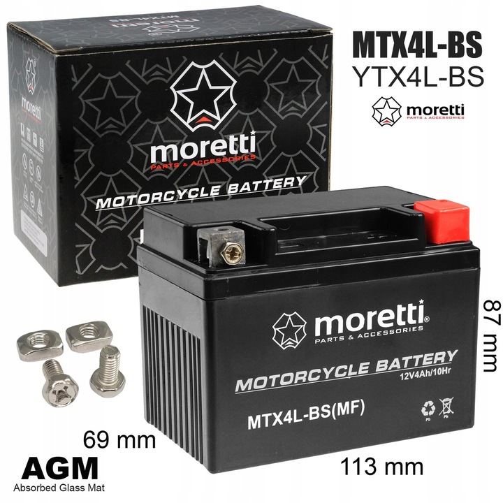 Akumulator Żelowy 12V 4Ah MTX4L-BS YTX4L-BS CBTX4L 12V 4Ah Skuter Atv Cross