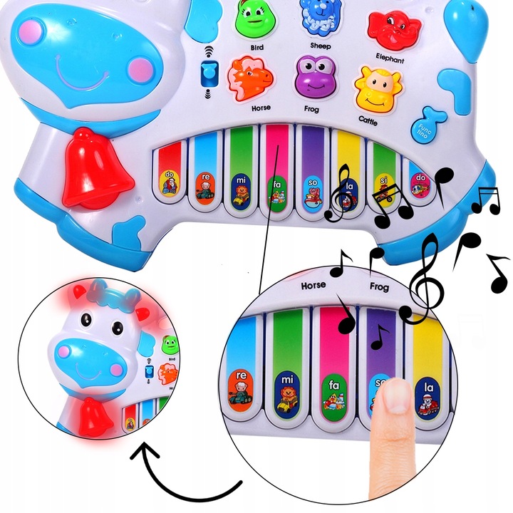 ORGANKI PIANINKO ZWIERZĄTKA KRÓWKA DLA DZIECI EDUKACYJNE INTERAKTYWNE