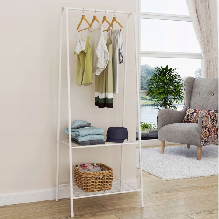 STOJAK WIESZAK STOJĄCY SKANDYNAWSKI BIAŁY GARDEROBA NA UBRANIA BUTY