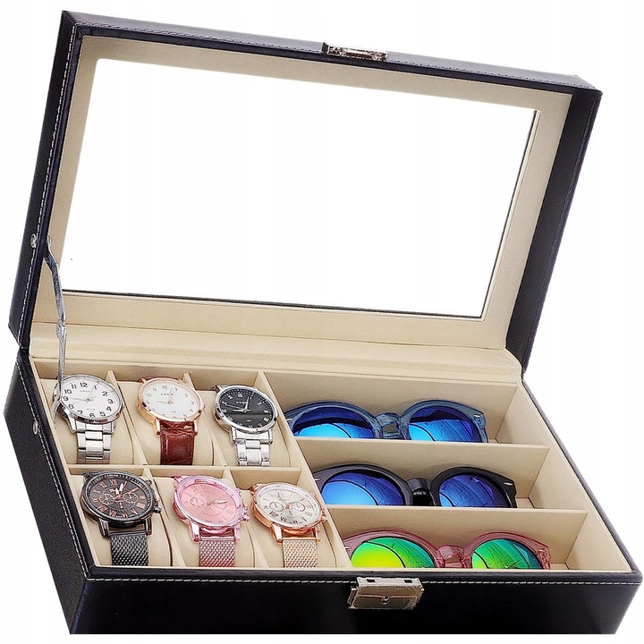 Szkatułka Pudełko Organizer Etui Zegarki i Okulary