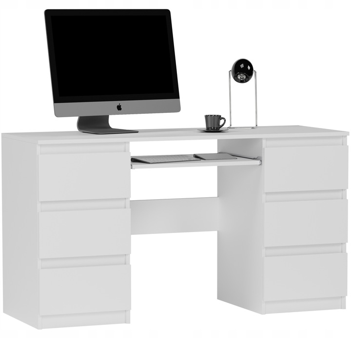 Meble Biurko komputerowe 6sz 135cm BIAŁE N32