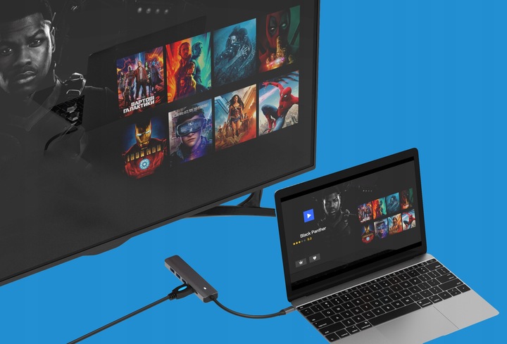 HUB Przejściówka USB-C Adapter 7W1 HDMI 4K USB 3.0 Gigabit Ethernet RJ45 M1