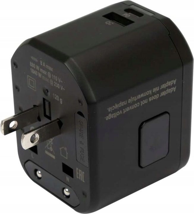 ADAPTER SIECIOWY Z ŁADOWARKĄ USB USB-C USA UK EU