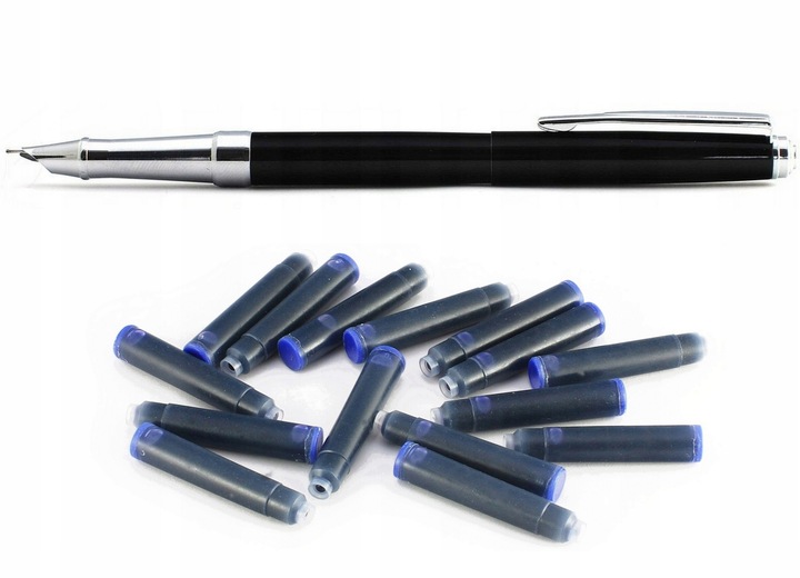 PIÓRO WIECZNE CAŁE METALOWE NA NABOJE + 15 NABOI