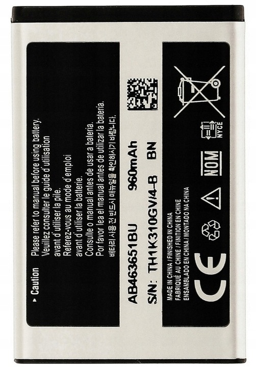 Nowa Bateria Do Samsung AB463651BU S5610, S5611, B3410, S5620, S3650, B5310